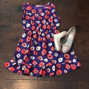 EEUC navy peony print dress with ruffled hem!